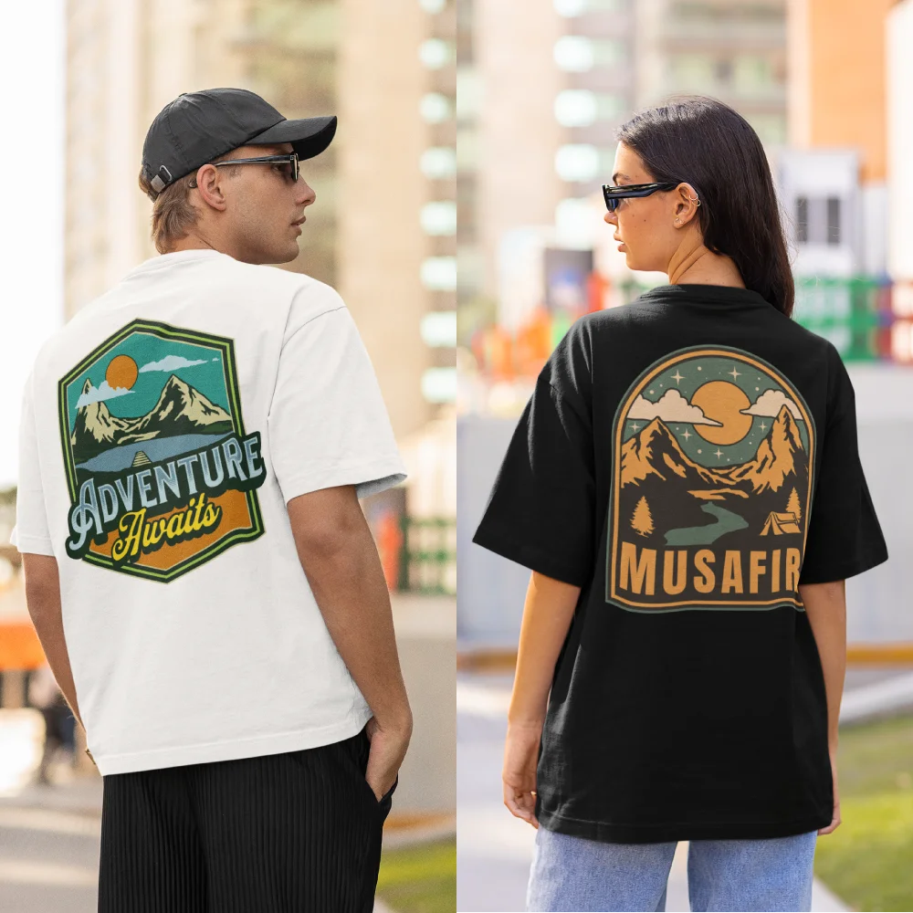 Oversized T-shirts Collection Feature Image Featuring Musafir and Adventure Awaits