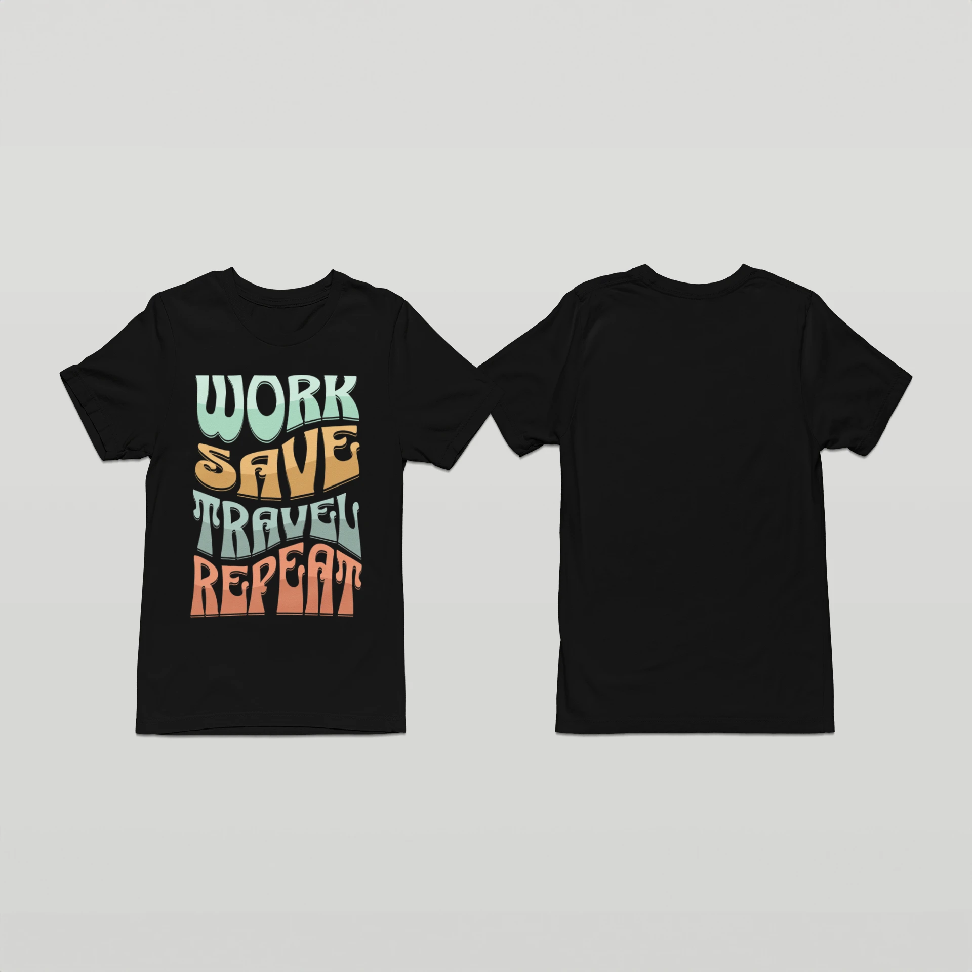 Work Save Travel Repeat Oversized T-shirt Black