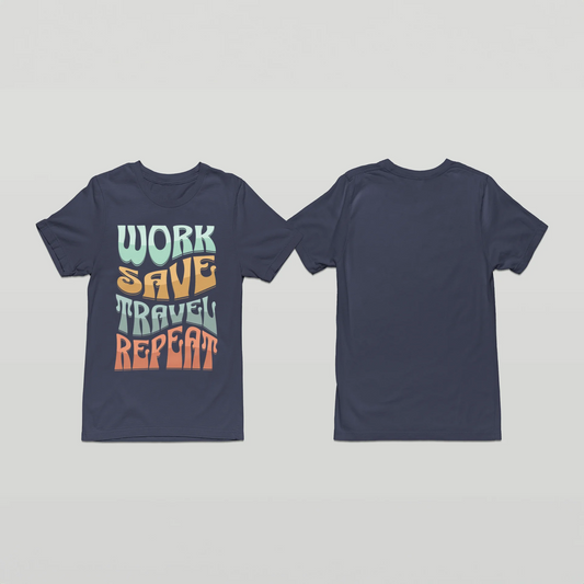 Work Save Travel Repeat Oversized T-shirt Navy Blue